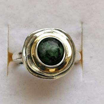 Серебряное кольцо с цоизитом и золотом MVR1103GZT