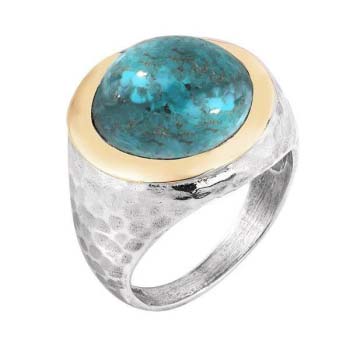 Серебряное кольцо с бирюзой и золотом MVR1375GTQ