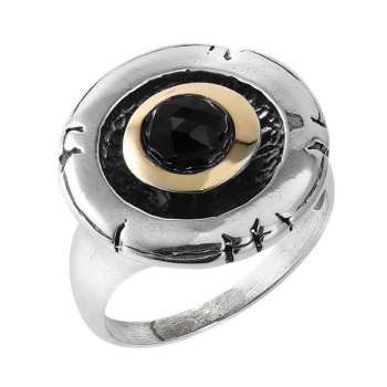 Серебряное кольцо с ониксом и золотом MVR1187GON