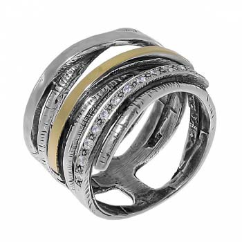 Серебряное кольцо с золотом и куб.цирконом MVR1052GCZ