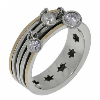 Серебряное кольцо с золотом и куб.цирконом SNR4163CZ