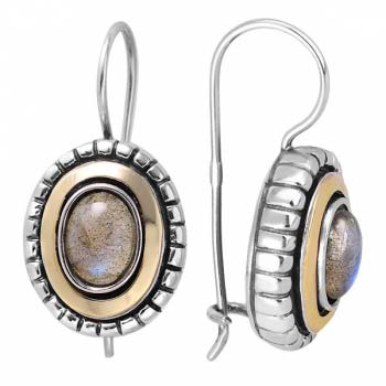 Серебряные серьги с лабрадором и золотом MVE1681GLB