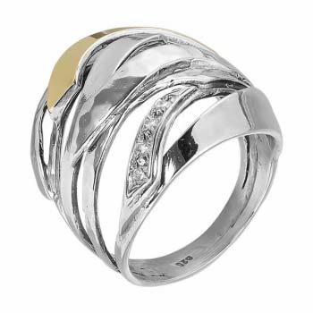 Серебряное кольцо с куб.цирконом и золотом MVR1272GCZ