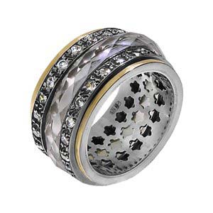 Серебряное кольцо с золотом и куб.цирконом SNR3390CZW
