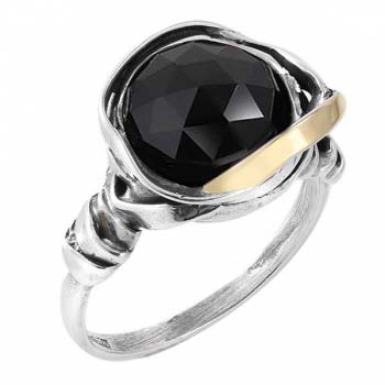 Серебряное кольцо с золотом и ониксом MVR812GON