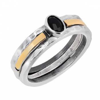 Серебряное кольцо с золотом и ониксом MVR1770/2GON
