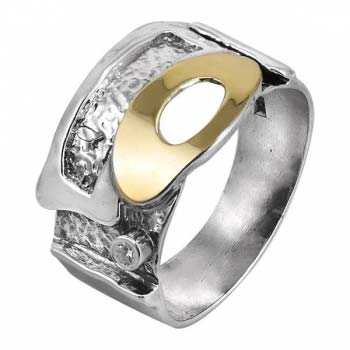 Серебряное кольцо с куб.цирконом и золотом MVR578GCZ