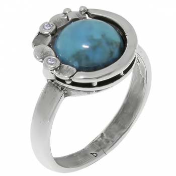Серебряное кольцо с бирюзой и куб.цирконом MVR1536TQ