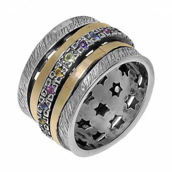 Серебряное кольцо с золотом и турмалином SNR907MLT