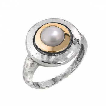 Серебряное кольцо с жемчугом и золотом MVR1408GPL