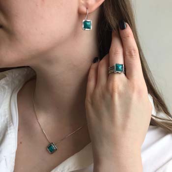 Серебряные серьги с бирюзой 01E666TQ