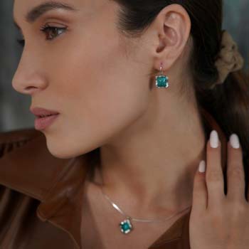 Серебряные серьги с бирюзой 01E666TQ