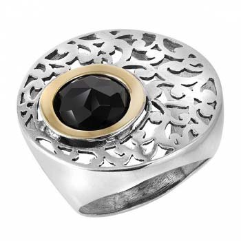 Серебряное кольцо с ониксом и золотом MVR1037GON