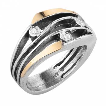 Серебряное кольцо с куб.цирконом и золотом MVR795GCZ