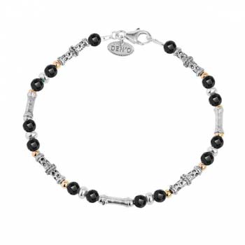 Серебряный браслет с ониксом и голдфилд MVBh76ON