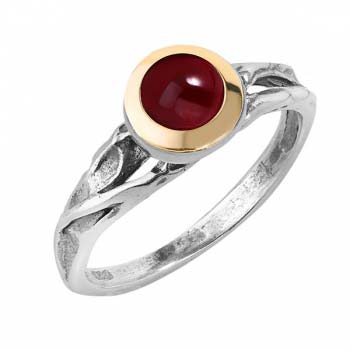 Серебряное кольцо с гранатом и золотом MVR1576GGR