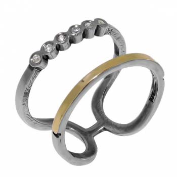Серебряное кольцо с куб.цирконом и золотом MVR1311GCZ