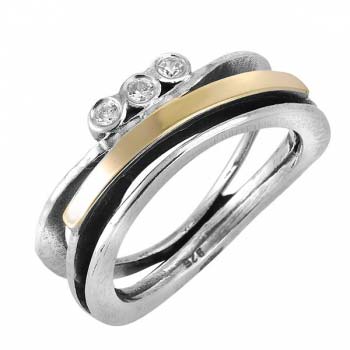 Серебряное кольцо с куб.цирконом и золотом MVR1461GCZ