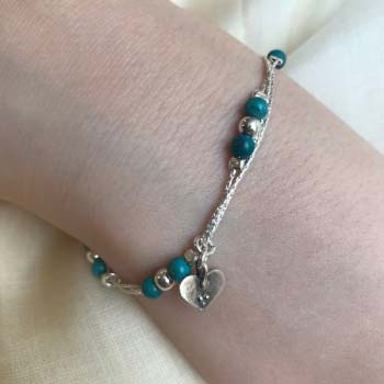 Серебряный браслет с бирюзой 01B383TQ