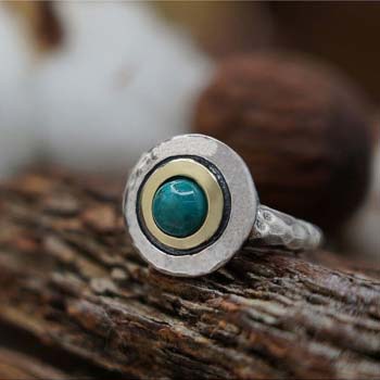 Серебряное кольцо с бирюзой и золотом MVR1408GTQ