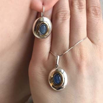 Серебряное колье с кианитом и золотом MVN1731GKT