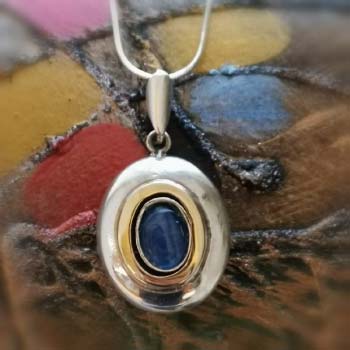Серебряное колье с кианитом и золотом MVN1731GKT