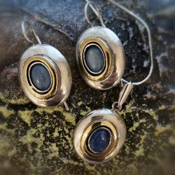 Серебряное колье с кианитом и золотом MVN1731GKT