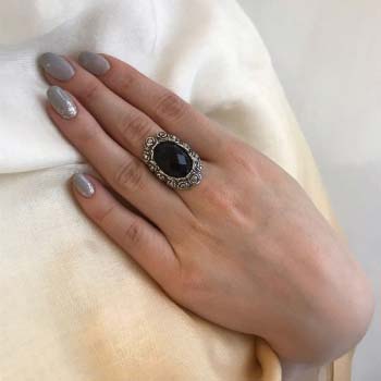 Серебряное кольцо с ониксом 01R1414ON