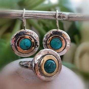 Серебряное кольцо с бирюзой и золотом MVR1408GTQ