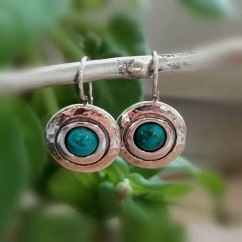 Серебряные серьги с бирюзой и золотом MVE1408TQ