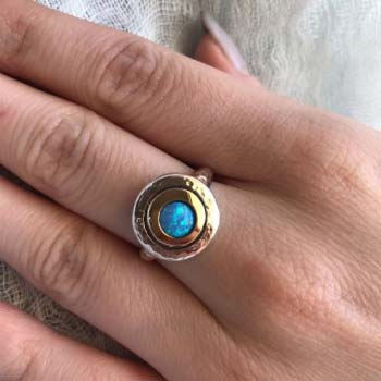 Серебряное кольцо с опалом иск. и золотом MVR1408GOP