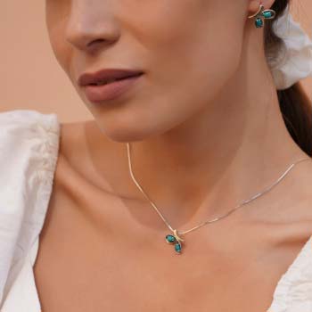 Серебряное колье с бирюзой и золотом MVN1627GTQ