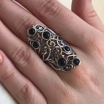 Серебряное кольцо с ониксом 01R2785ON