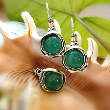 Серебряные серьги с халцедоном и золотом MVE812GHL