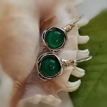 Серебряные серьги с халцедоном и золотом MVE812GHL