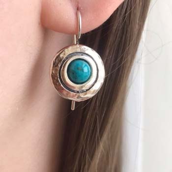 Серебряные серьги с бирюзой и золотом MVE1408TQ