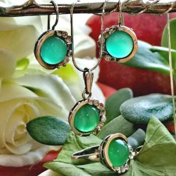 Серебряное кольцо с халцедоном, куб.цирконом и золотом MVR1536GHL/1