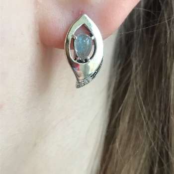 Серебряные серьги с лабрадором и куб.цирконом MVE1629LB