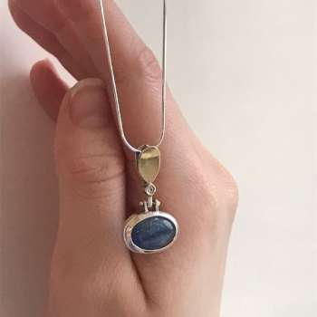 Серебряное колье с кианитом, куб.цирконом и золотом MVN1200GKT