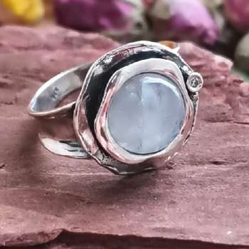Серебряное кольцо с лунным камнем и куб.цирконом MVR1312MS