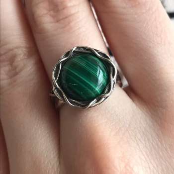 Серебряное кольцо с малахитом 01R2771ML