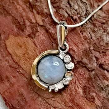 Серебряное колье с лунным камнем, куб.цирконом и золотом MVN1536GMS