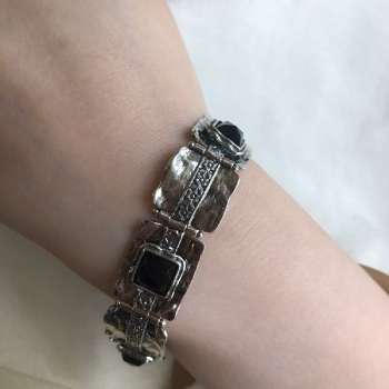 Серебряный браслет с ониксом 01B552ON
