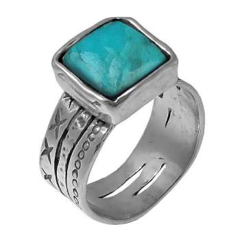 Серебряное кольцо с бирюзой 01R374TQ