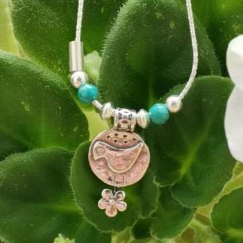 Серебряное колье с бирюзой 01N909TQ