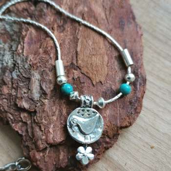 Серебряное колье с бирюзой 01N909TQ