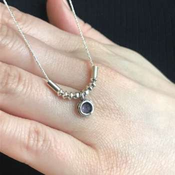 Серебряное колье с аметистом 01N852AM