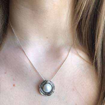 Серебряное колье с жемчугом 01N2105PL