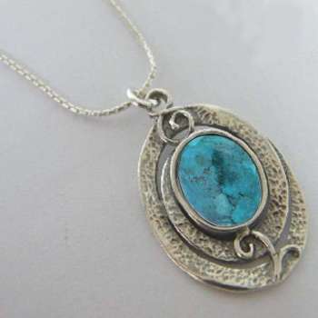 Серебряное колье с бирюзой 01N2571TQ