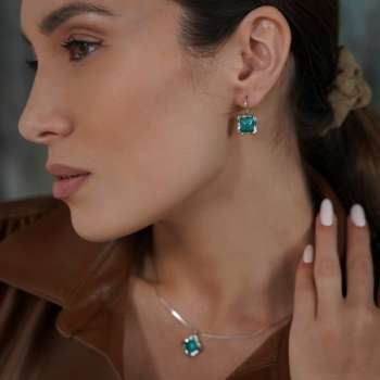 Серебряные серьги с бирюзой 01E666TQ